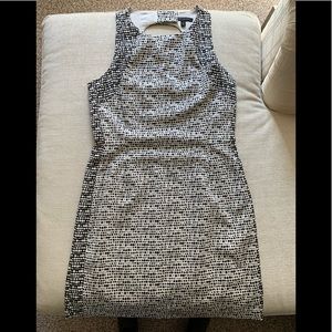 Banana Republic White Black Sheath Dress Open Back